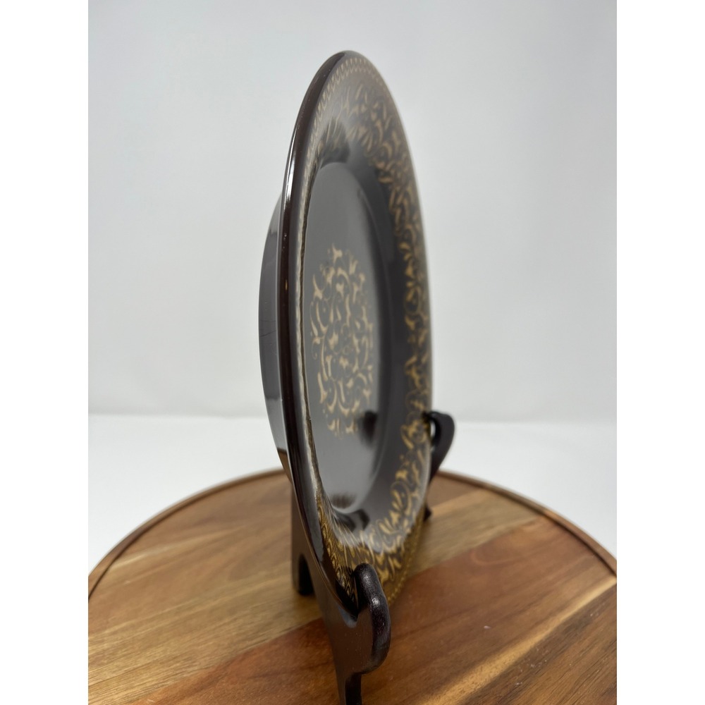 Vintage Dark Brown Gold Medallion Pattern Charger Plates Set‎ of 5  Decorative - Picture 5 of 14